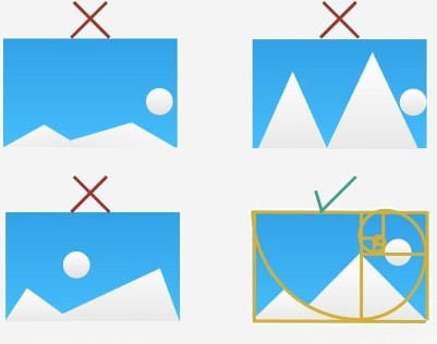 La elecion de la distribucion del icono de imagen con proporcion aurea