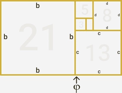 rectangulo con proporcion aurea y division en cuadrados de oro